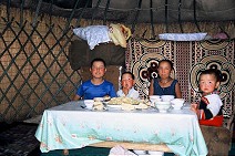 Inside yurta wealthy family